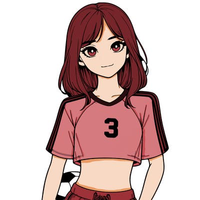 realistic girl wearing soccer jersey