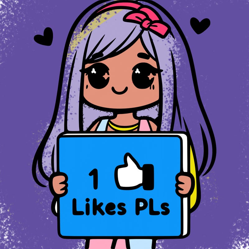 girl holding a sign saying 10 likes pls