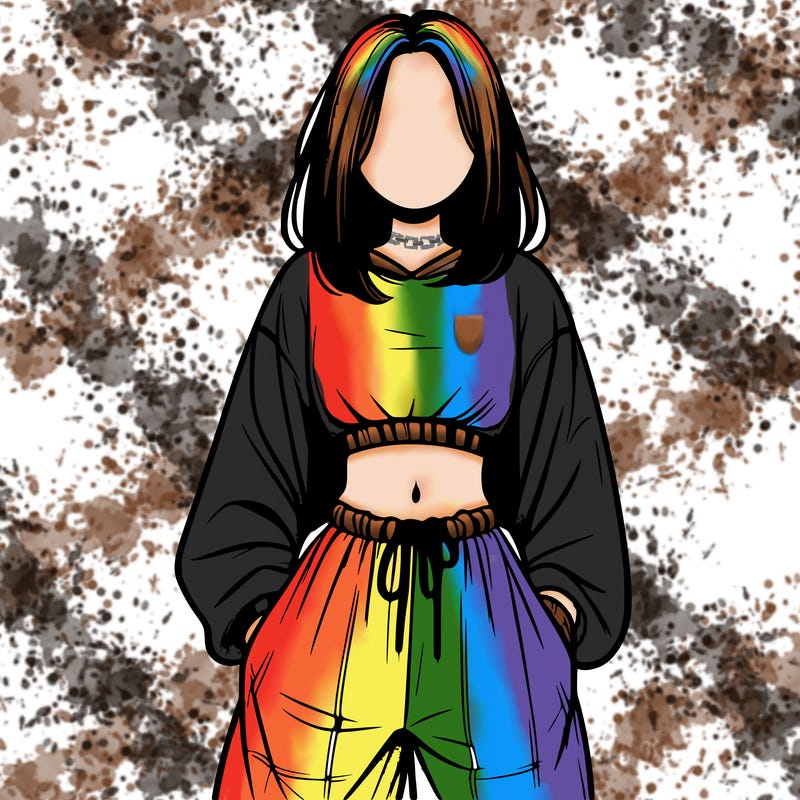 realistic girl faceless with baggy pants and a crop top