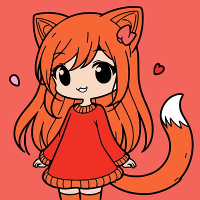 girl with cat ears and tail
