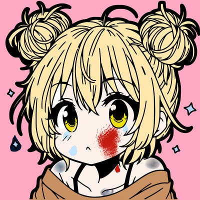 a manga girl with messy small buns