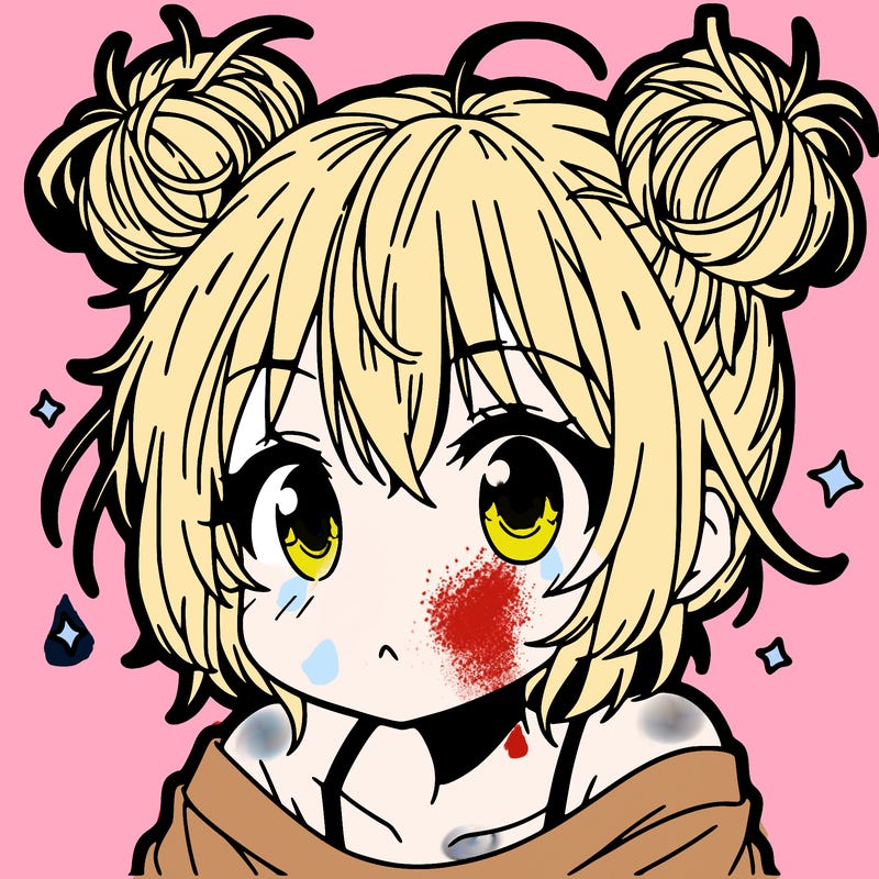 a manga girl with messy small buns