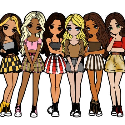 a group of girls realistic