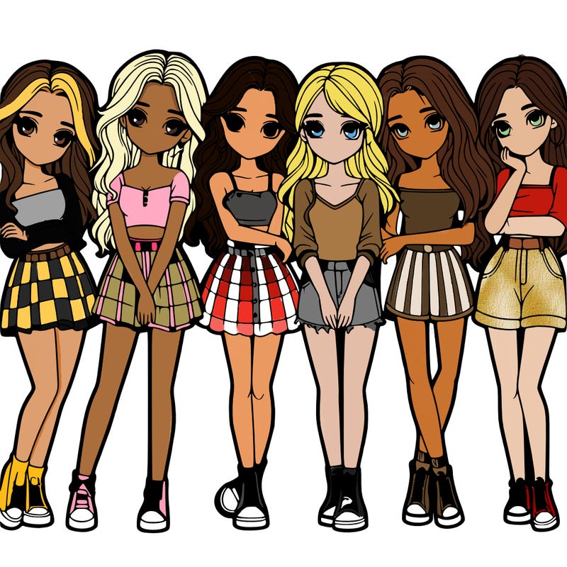 a group of girls realistic