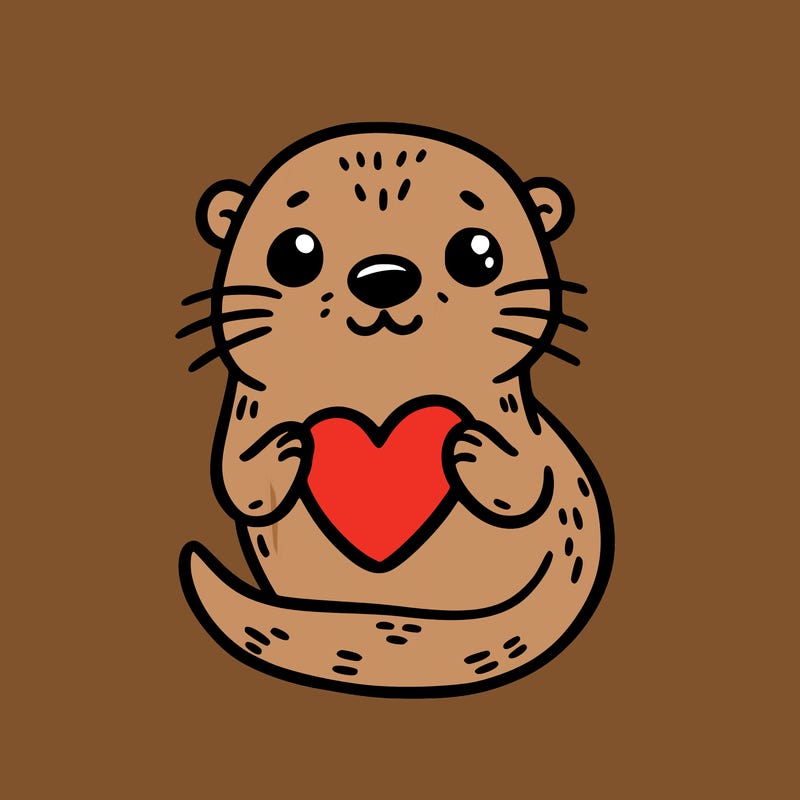 otter with a heart
