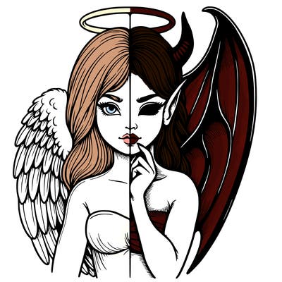 realistic angel half demon