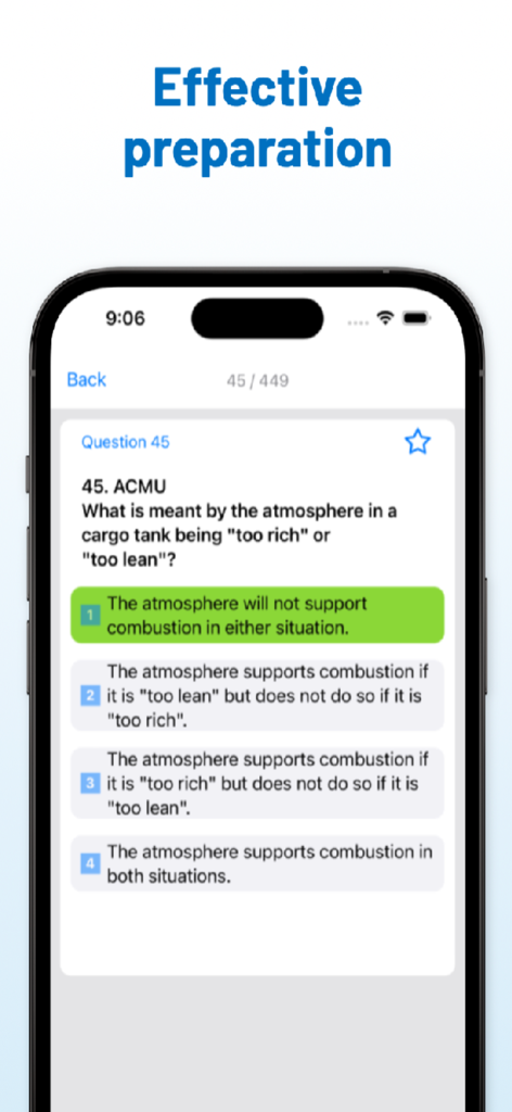 CES Test: Seagull Training - Domanda d'esame per la certificazione marittima e risposte a scelta multipla nell'app di formazione Seagull CES