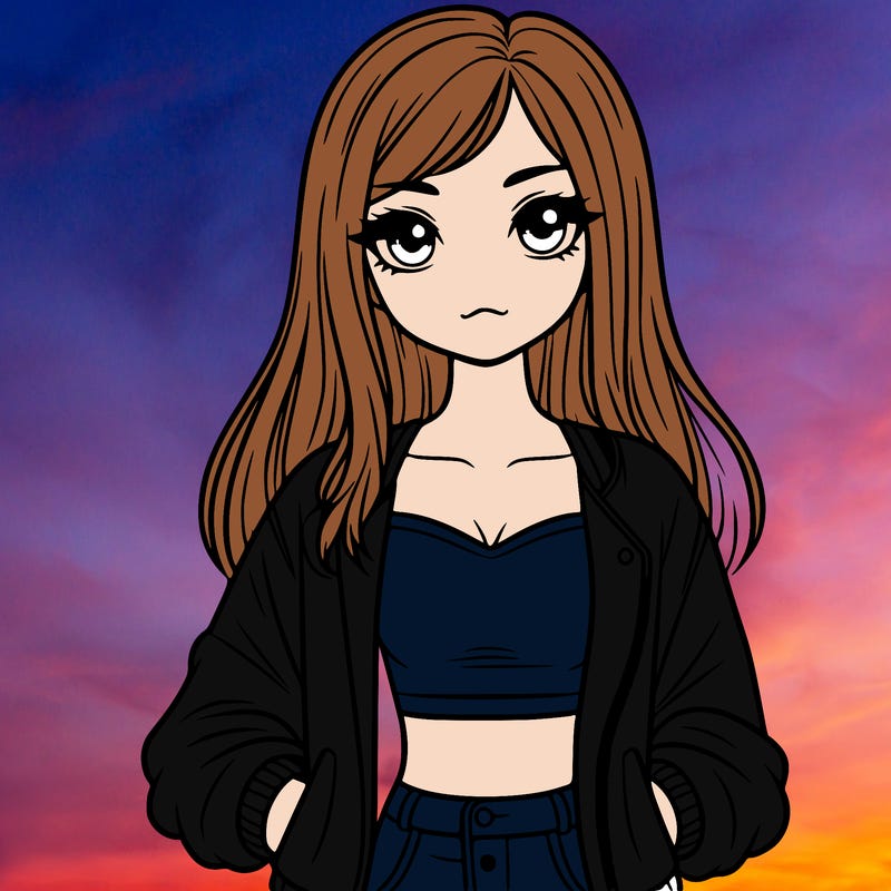 girl with long hair a crop top and a jacket