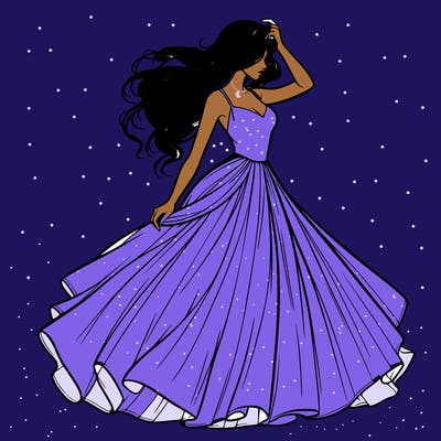 realistic woman with dress flowing in the wind