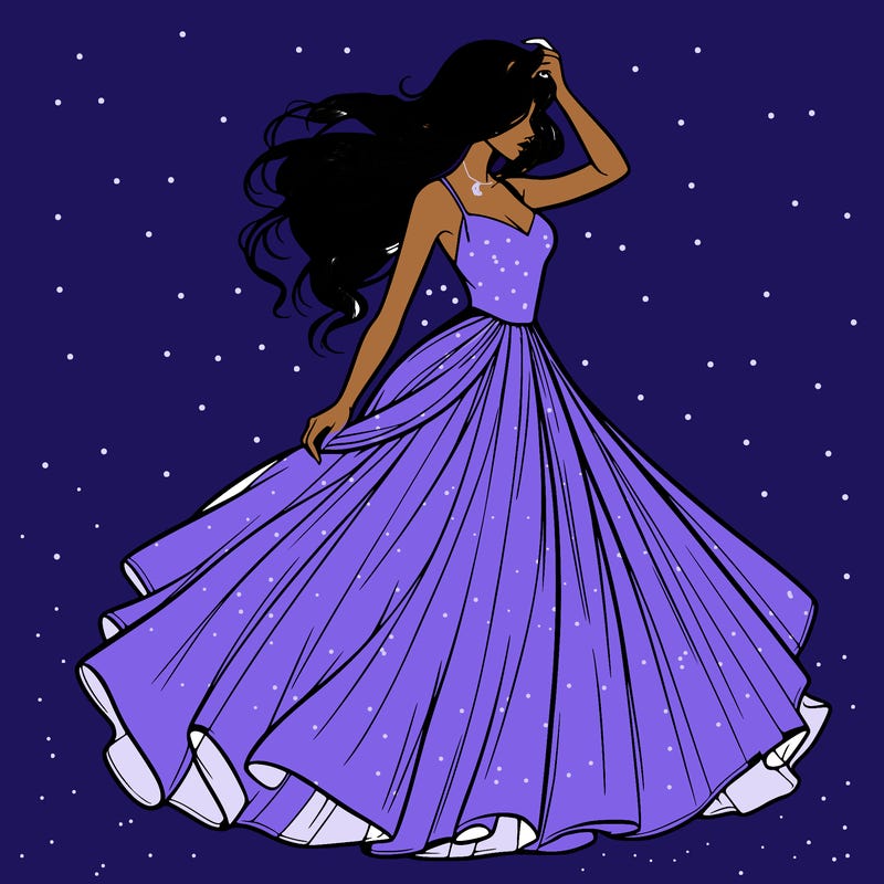 realistic woman with dress flowing in the wind