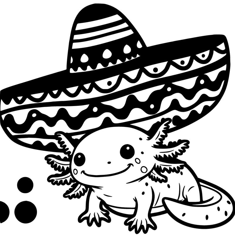 axolotl wearing mexican hat