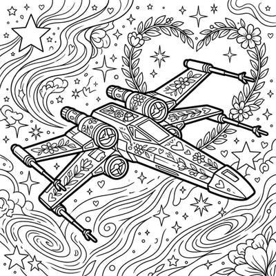 Blast off into creativity this Mother's Day with a unique coloring page featuring a starfighter decorated with beautiful floral patterns. It's the perfect blend of galactic adventure and heartfelt appreciation for Mom.