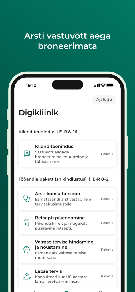 Meliva Digikliinik - Meliva Digikliinik app home screen showing options for doctor consultation prescription renewal and mental health services