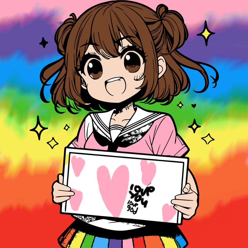manga girl holding blank sign