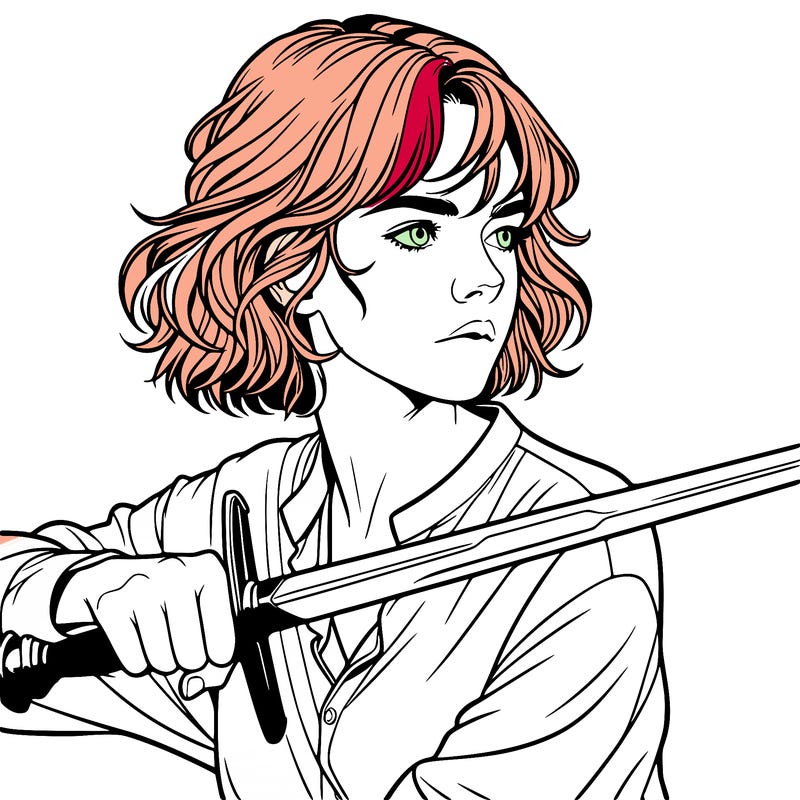 realistic girl with a sword