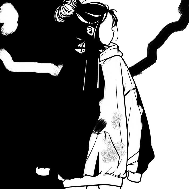 realistic girl with a oversized sweatshirt on and a bun