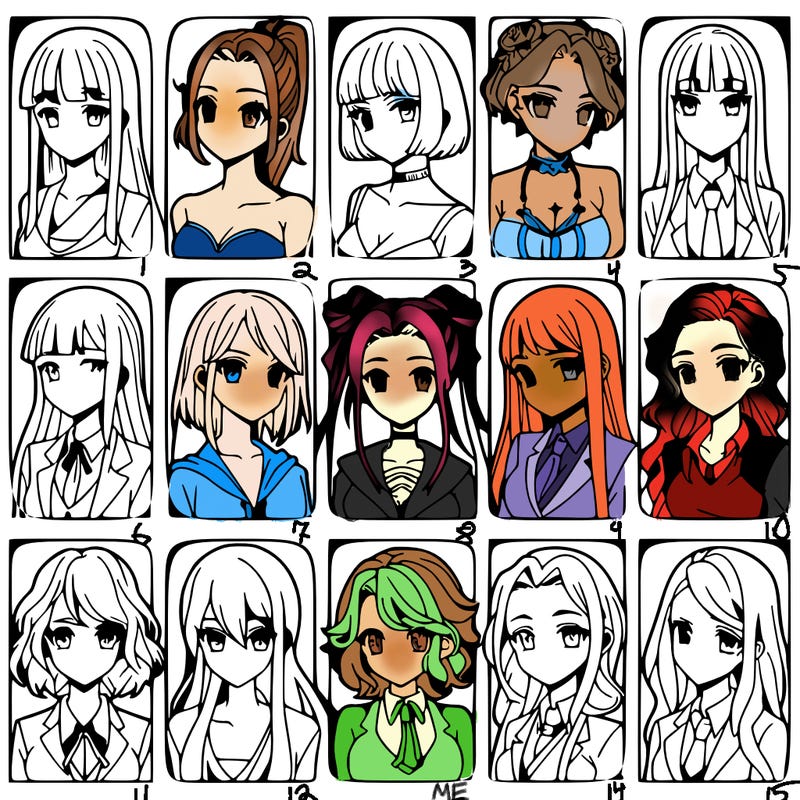 girls that look diffrent anime