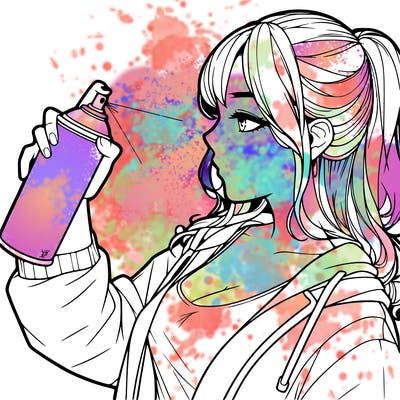 a realistic girl spray, painting