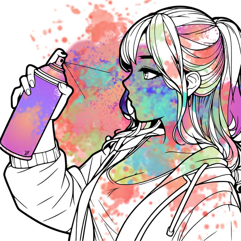a realistic girl spray, painting