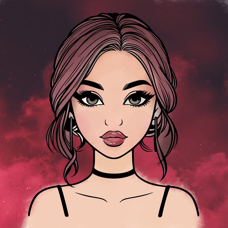 realistic girl with makeup on