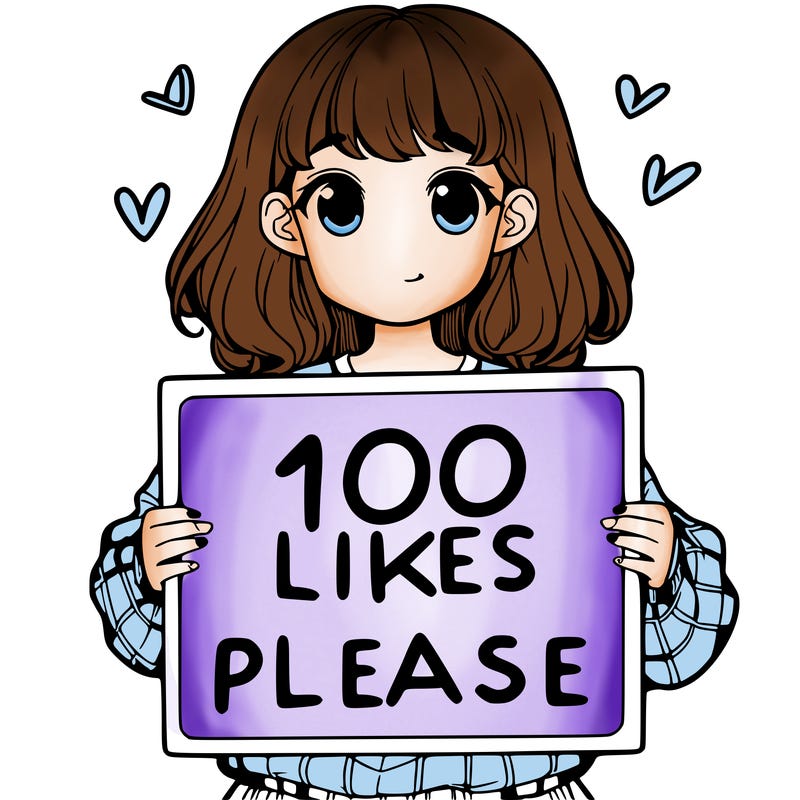 a girl holding a sign saying 100 likes please