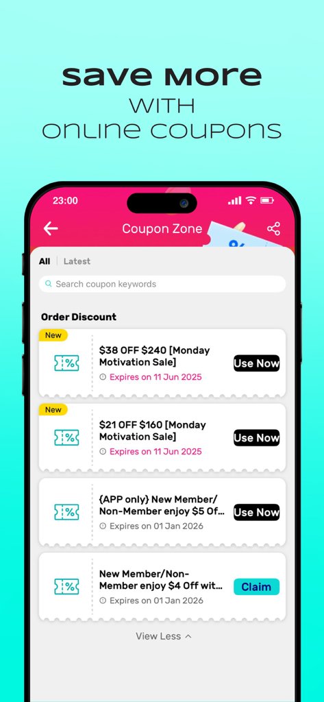 Watsons SG: Your Official App - A screenshot of the Watsons SG app Coupon Zone featuring various discount vouchers for online shopping.