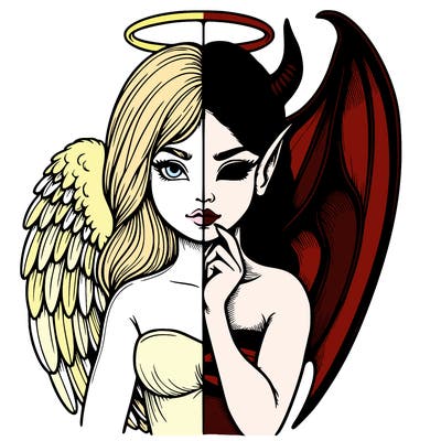 realistic angel half demon