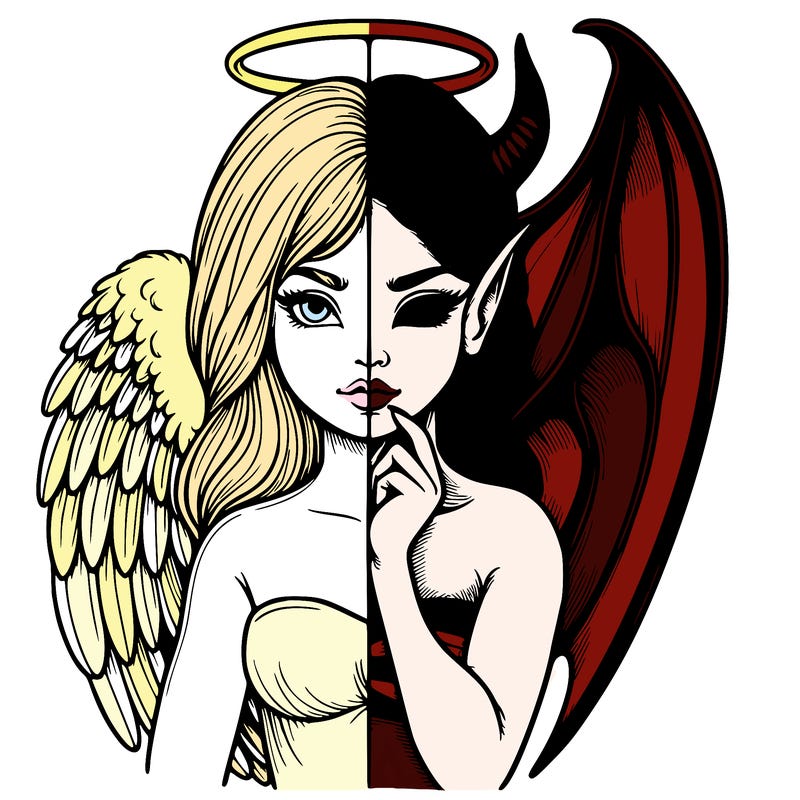 realistic angel half demon