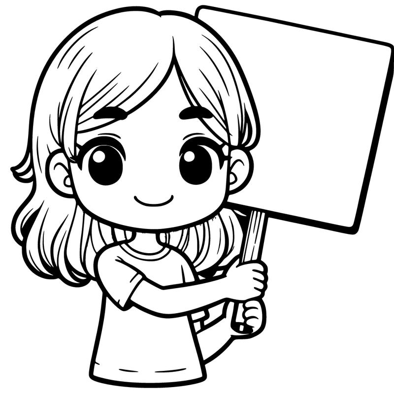 girl holding blank sign