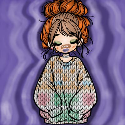 girl with baggy sweatshirt and messy bun