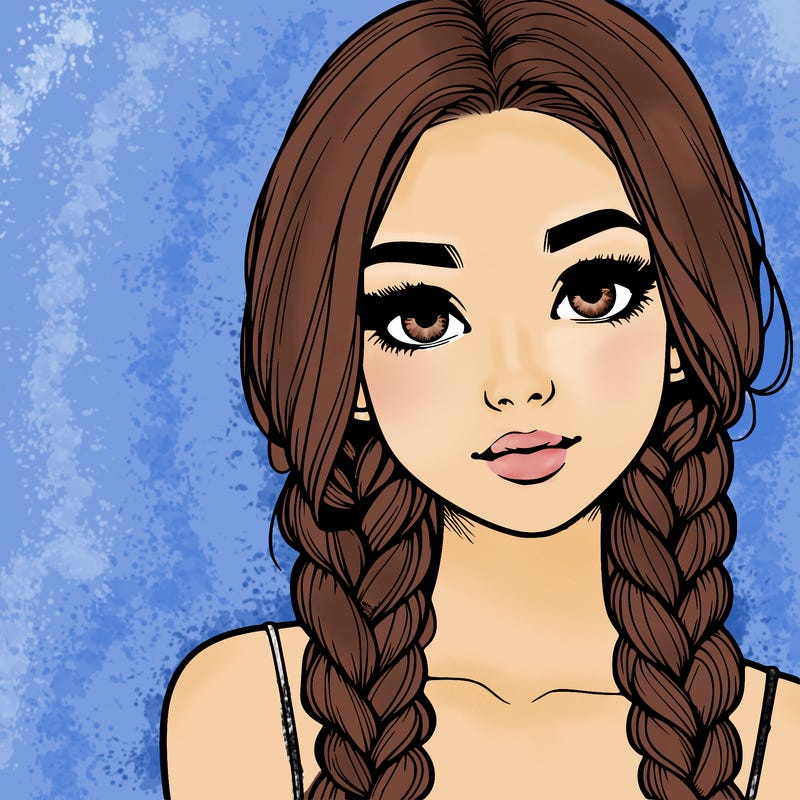 realistic girl with braids