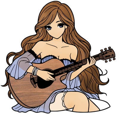 beautiful girl playing the guitar