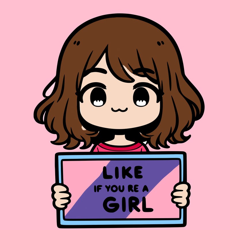 a cute girl holding a sign that says like if you’re a girl