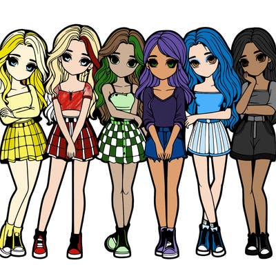 a group of girls realistic