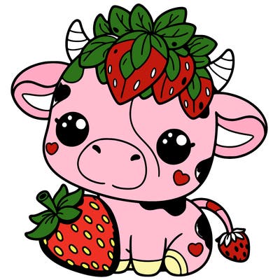 cute strawberry cow