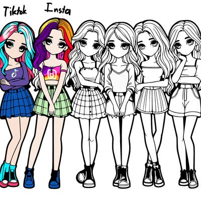 a group of girls realistic
