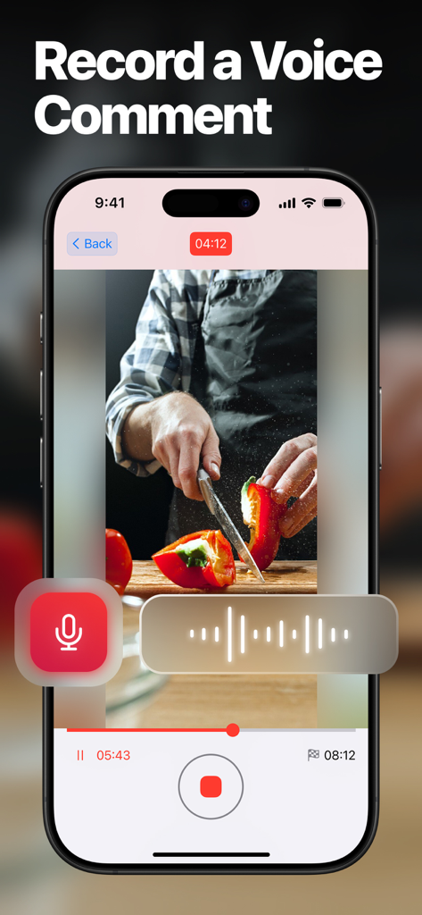Screen Recorder－Video & Voice - A mobile interface for adding a voice comment to a recorded video using a screen recorder app.