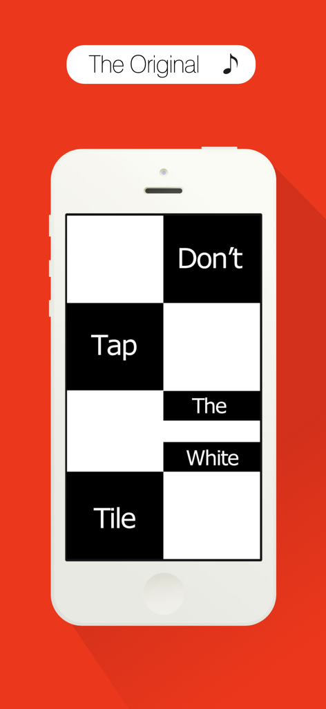 A mobile phone screen displaying the Piano Tiles game with black and white tiles and the text Don't Tap The White Tile.