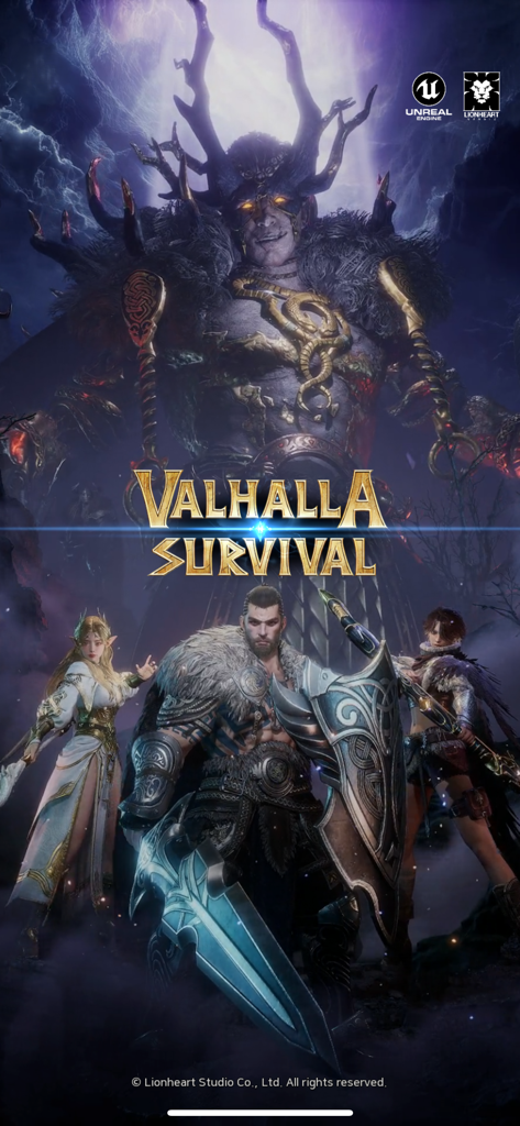 VALHALLA SURVIVAL - Valhalla Survival game characters and a giant horned boss in a Norse mythology setting