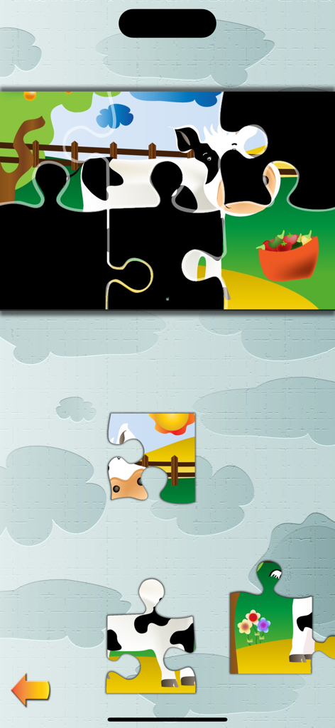 Animal Jigsaw Puzzle: Farm PRO - Pantalla de juego de un rompecabezas temático de vaca en Rompecabezas de Animales de Granja PRO