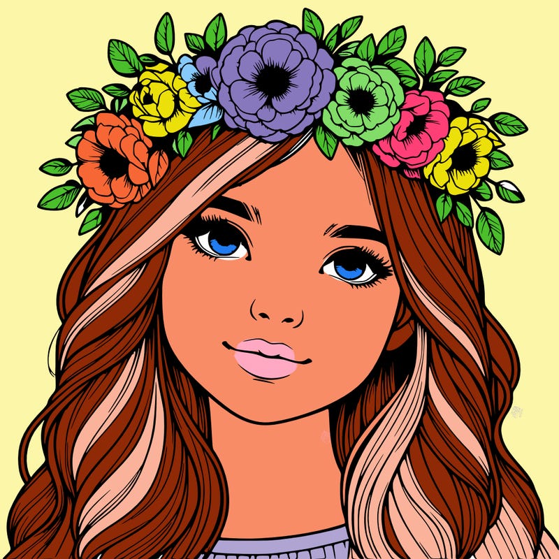 realistic girl with flower crown