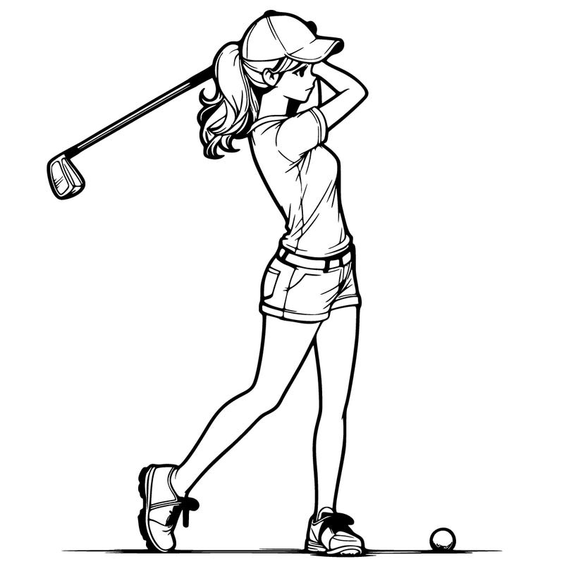 realistic girl playing golf