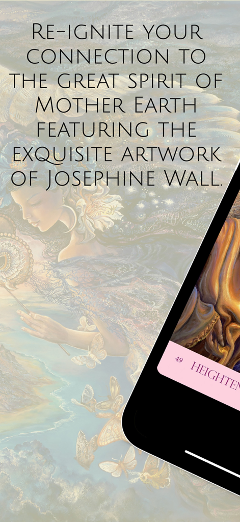 Nature's Whispers Oracle - Aplicativo Nature's Whispers Oracle com arte fantástica e mensagens espirituais de Josephine Wall.