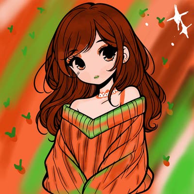 shy pretty girl wearing a sweater that is falling off one shoulder portrait