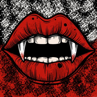 lips with vampire teeth