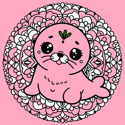 a cute baby seal mandala