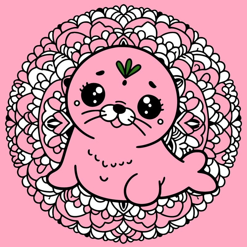 a cute baby seal mandala
