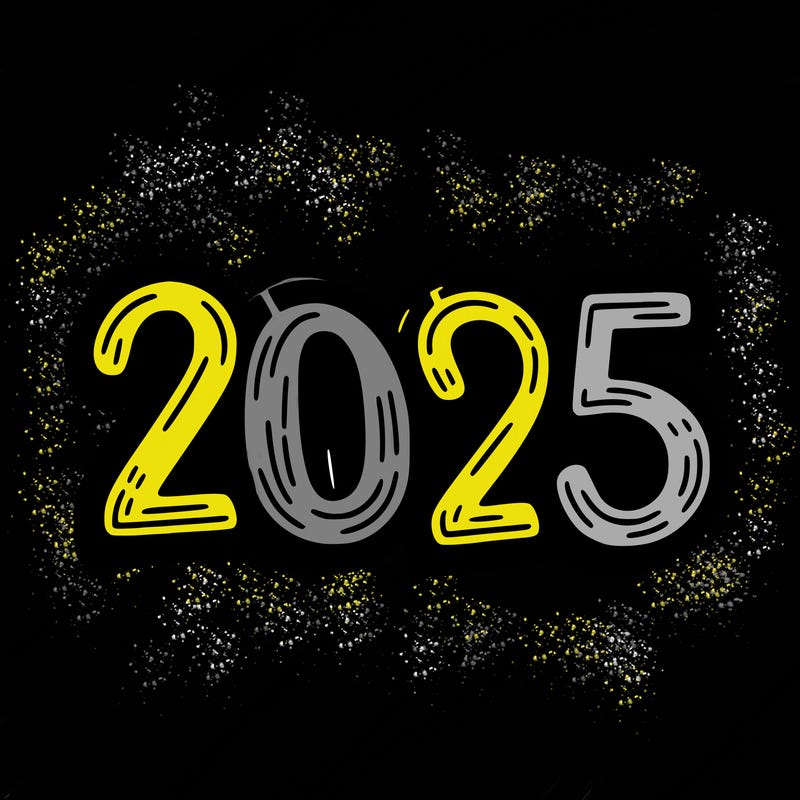 one line scrawled numbers sketch design “2025”