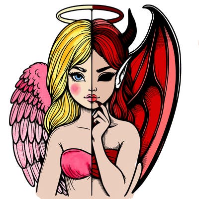 realistic angel half demon