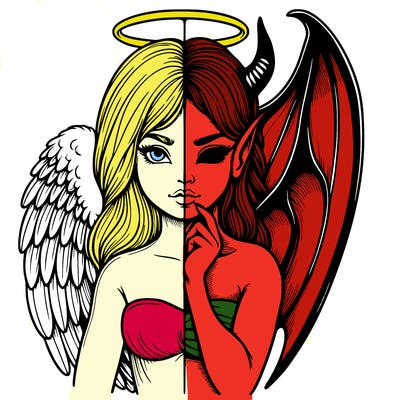 realistic angel half demon